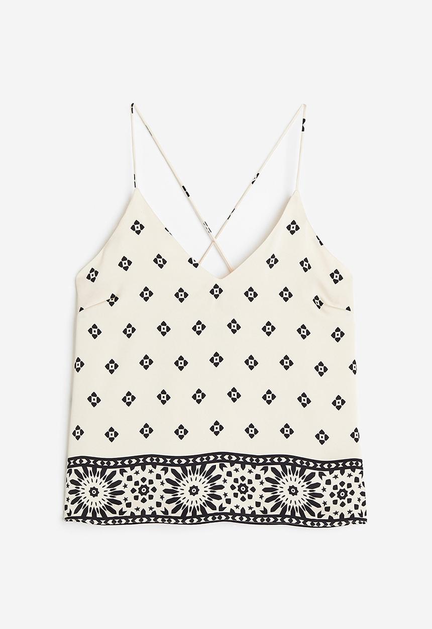 H&M - Satin cami top - cream patterned