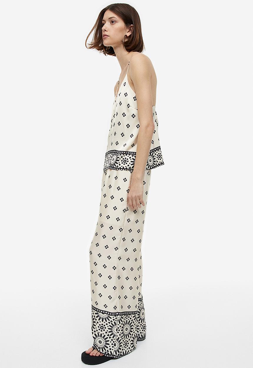 H&M - Satin cami top - cream patterned