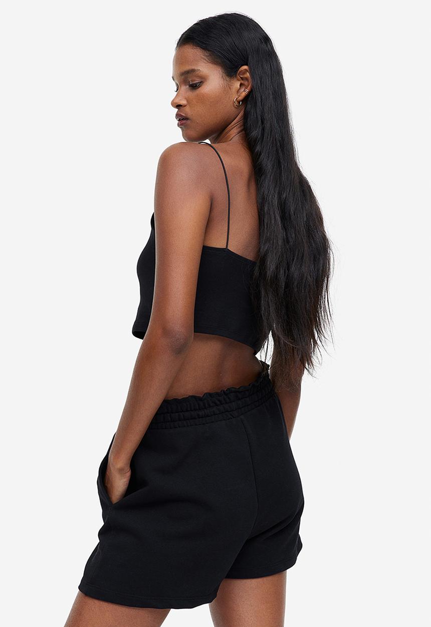 H&M - Paper bag sweatshirt shorts - black