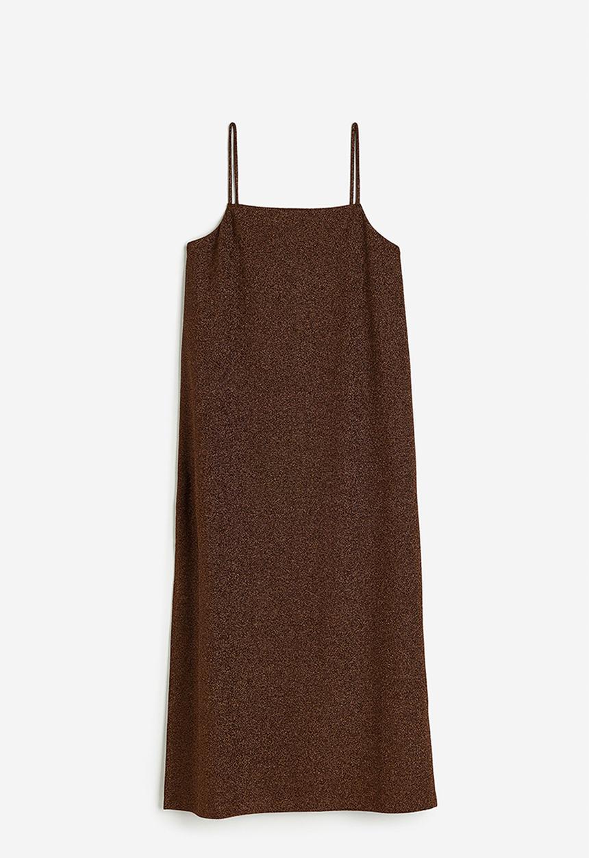 H&M - Jersey slip dress - dark brown/glittery