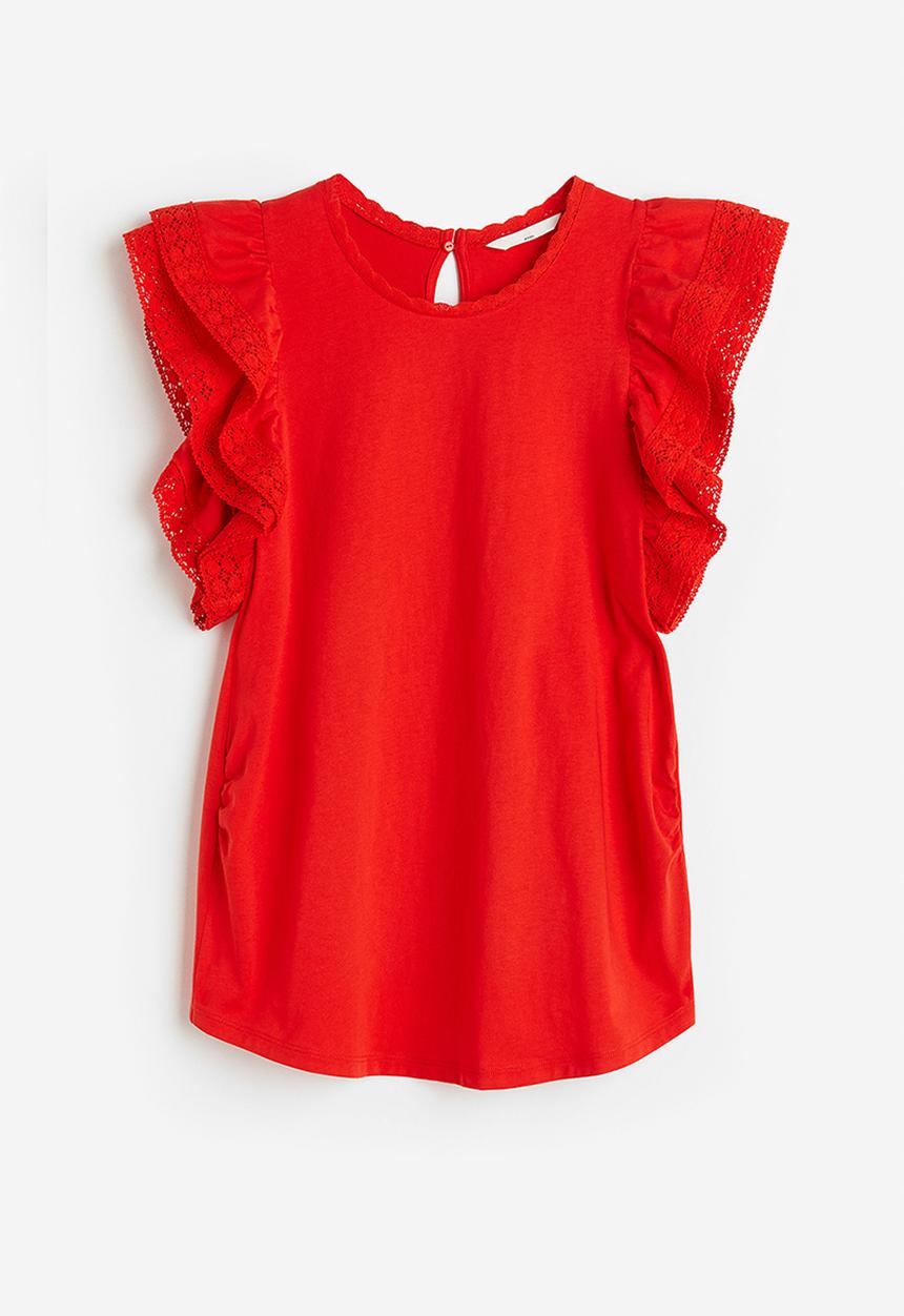 H&M - Mama flutter-sleeved top - red
