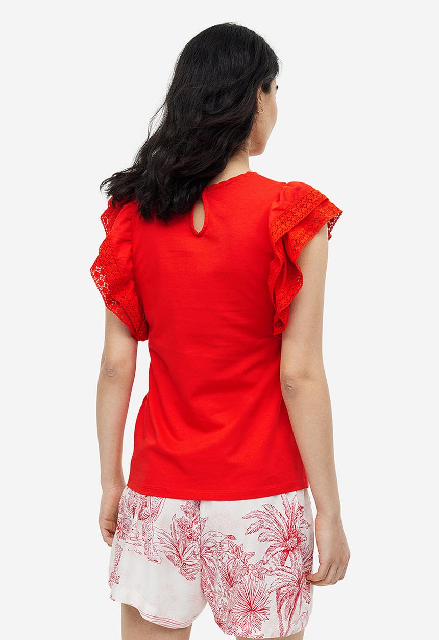 H&M - Mama flutter-sleeved top - red