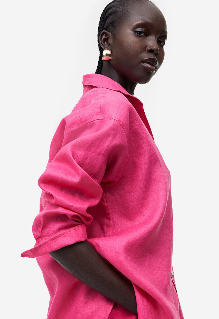 H&M - Oversized linen shirt - cerise