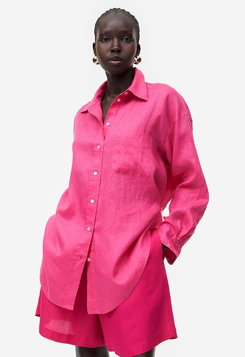 H&M - Oversized linen shirt - cerise