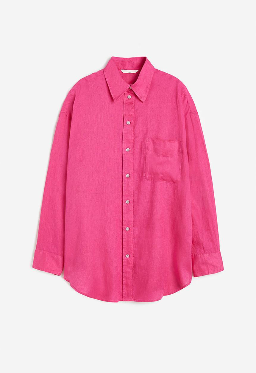 H&M - Oversized linen shirt - cerise