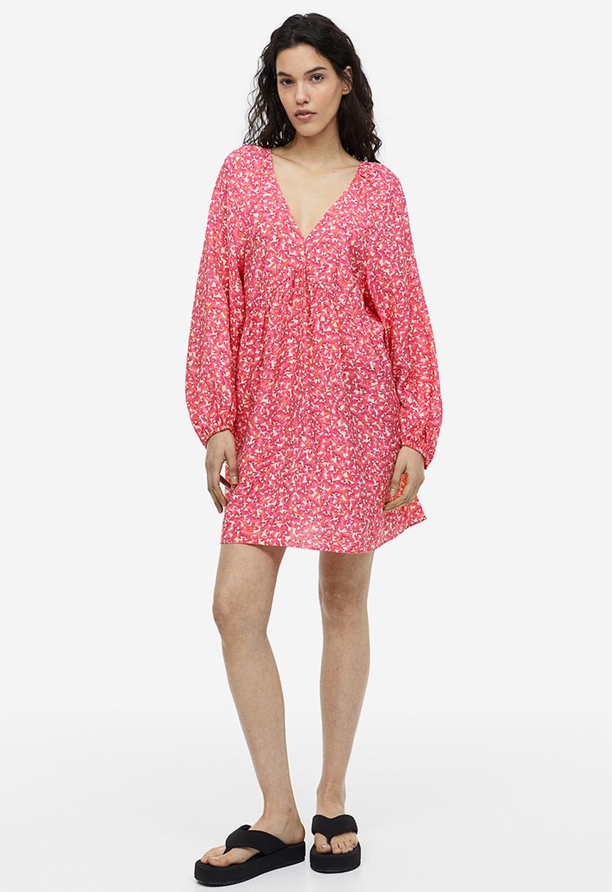 H&M - A-line dress - cerise/floral