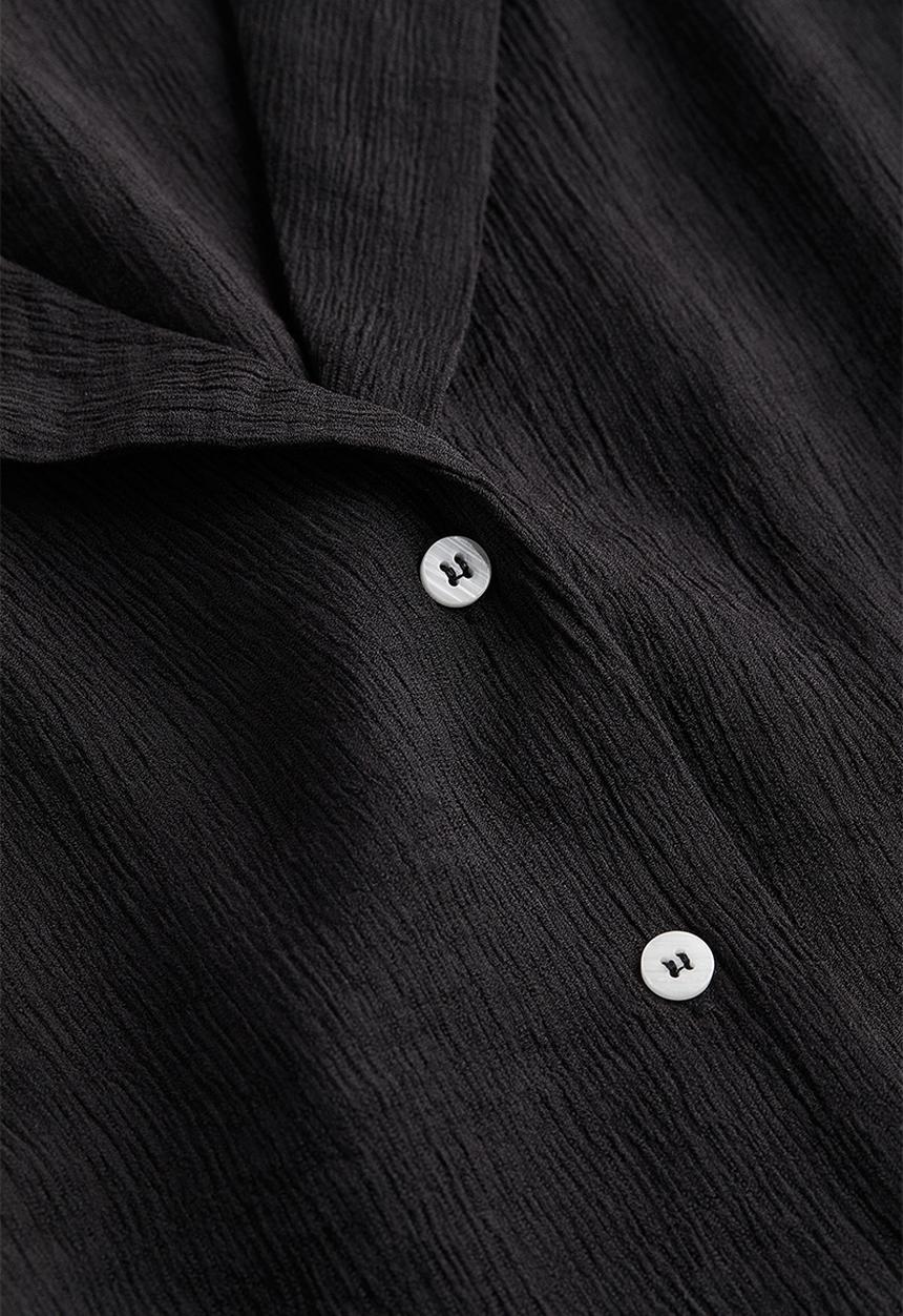 H&M - Crinkled resort shirt - black