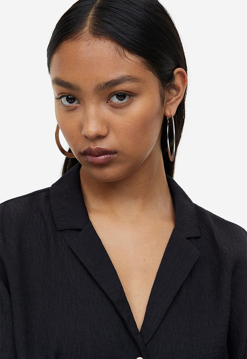 H&M - Crinkled resort shirt - black