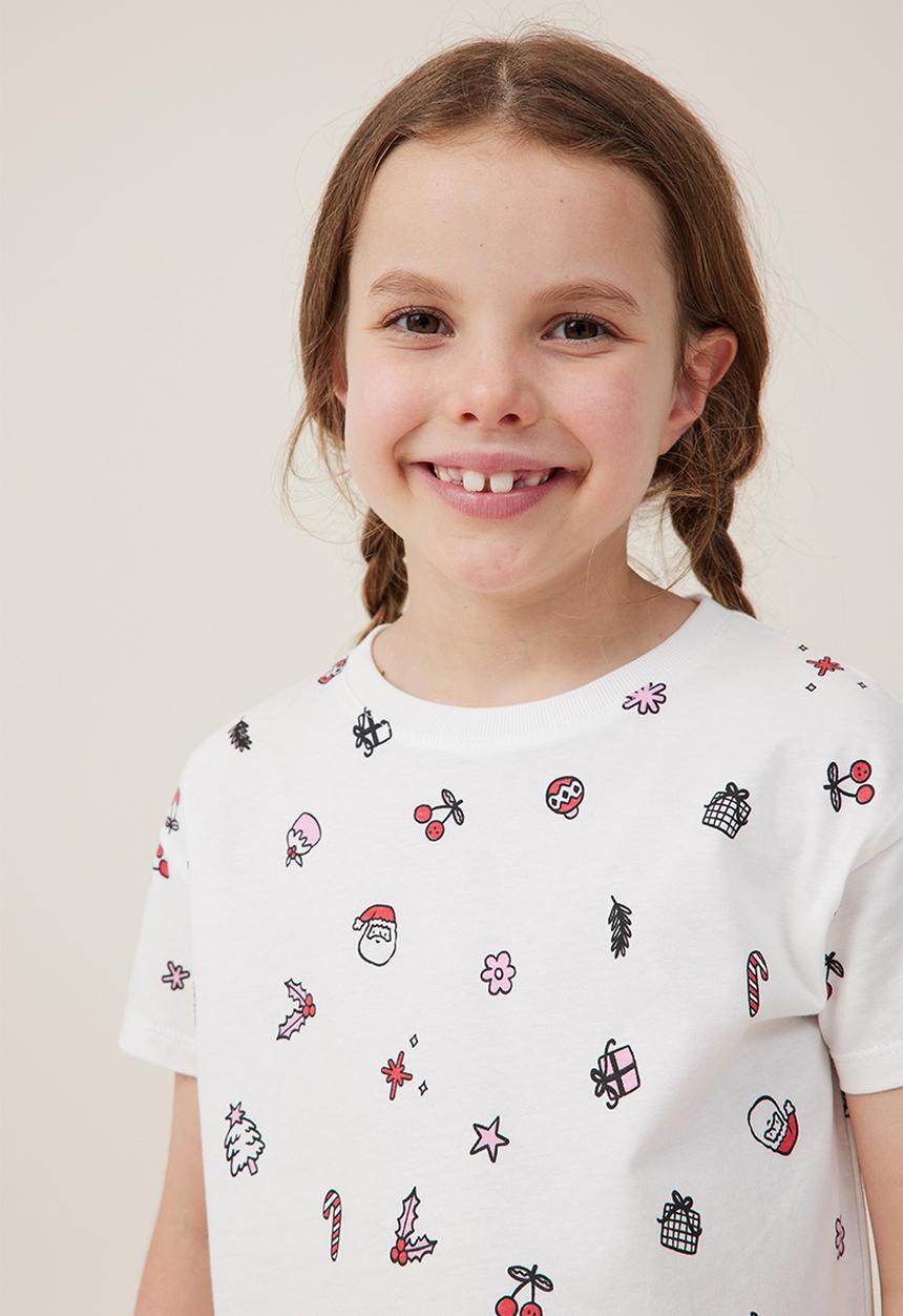 Cotton On - Poppy short sleeve print tee - vanilla/xmas ditsy