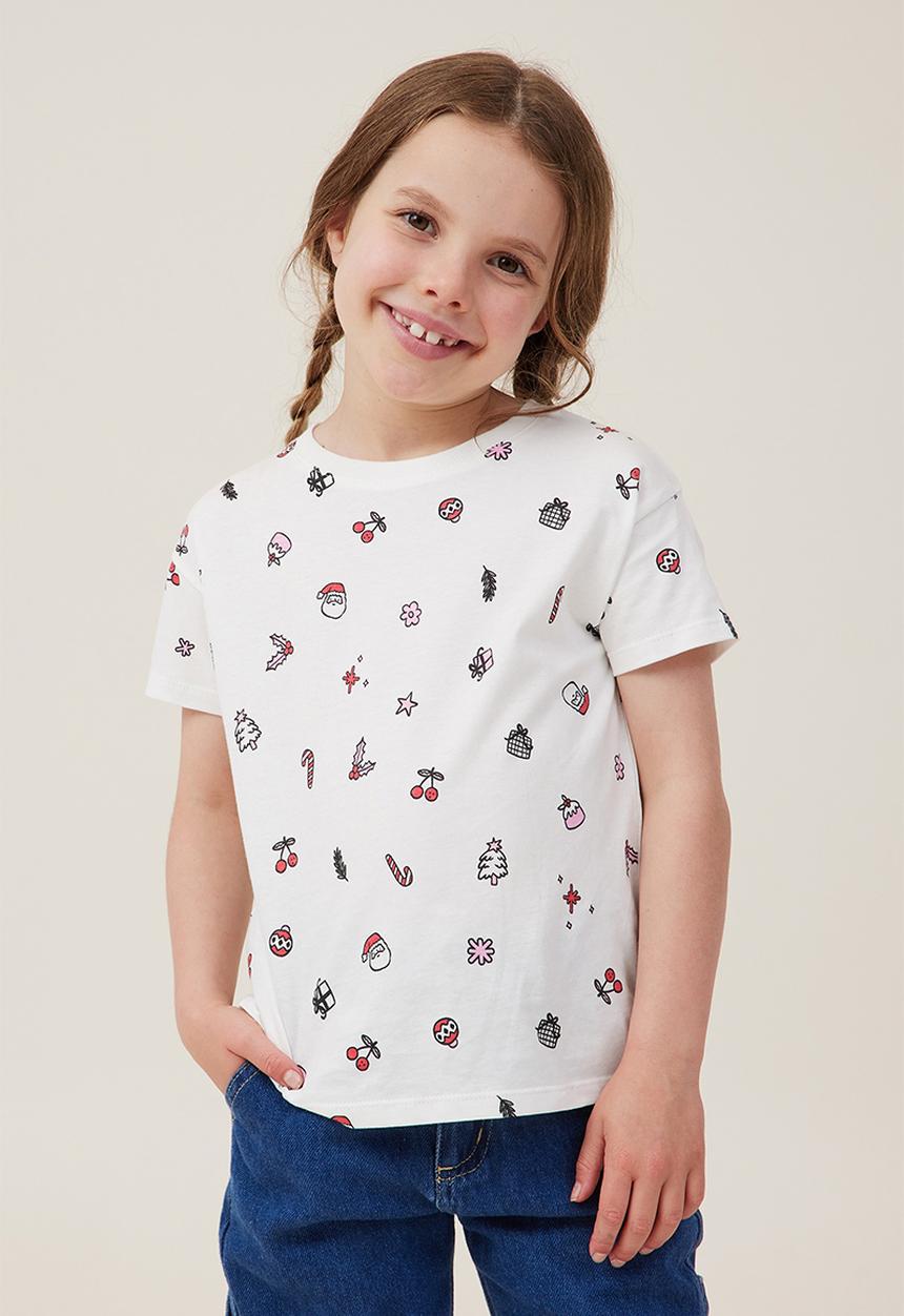 Cotton On - Poppy short sleeve print tee - vanilla/xmas ditsy
