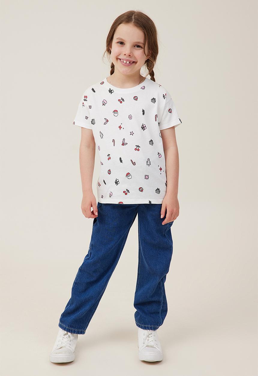 Cotton On - Poppy short sleeve print tee - vanilla/xmas ditsy