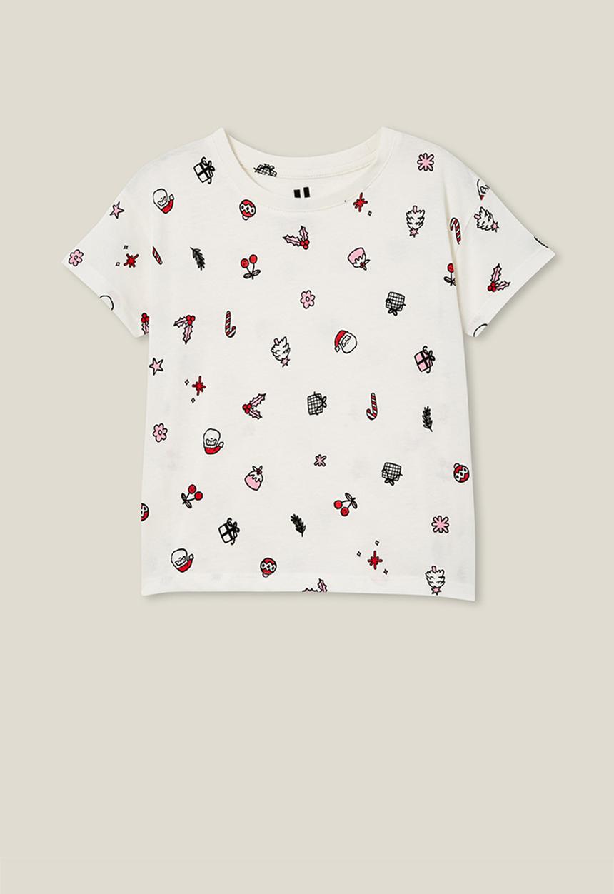 Cotton On - Poppy short sleeve print tee - vanilla/xmas ditsy