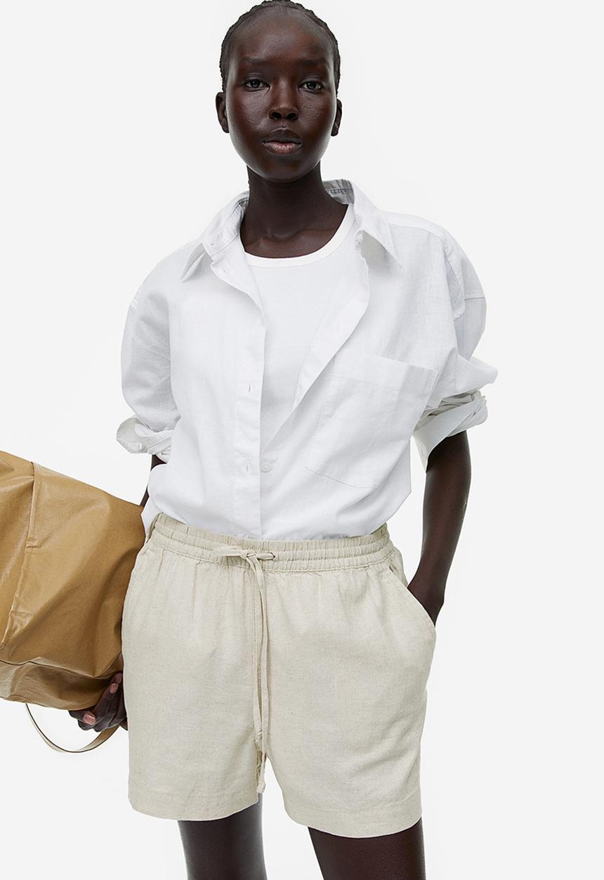 H&M - Linen-blend shorts - natural white
