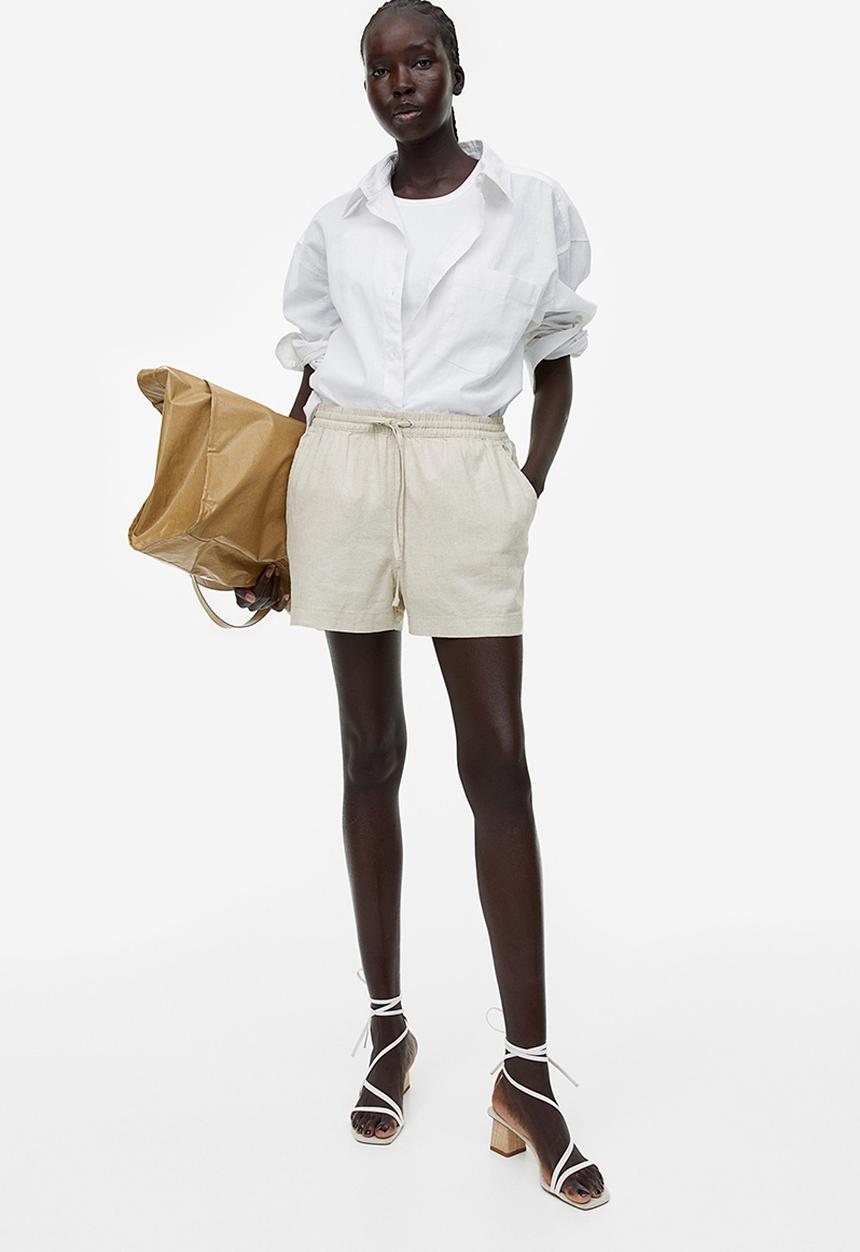 H&M - Linen-blend shorts - natural white