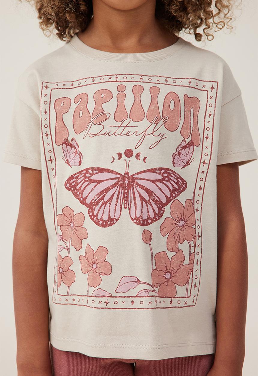 Cotton On - Poppy short sleeve print tee - rainy day/papillon butterfly