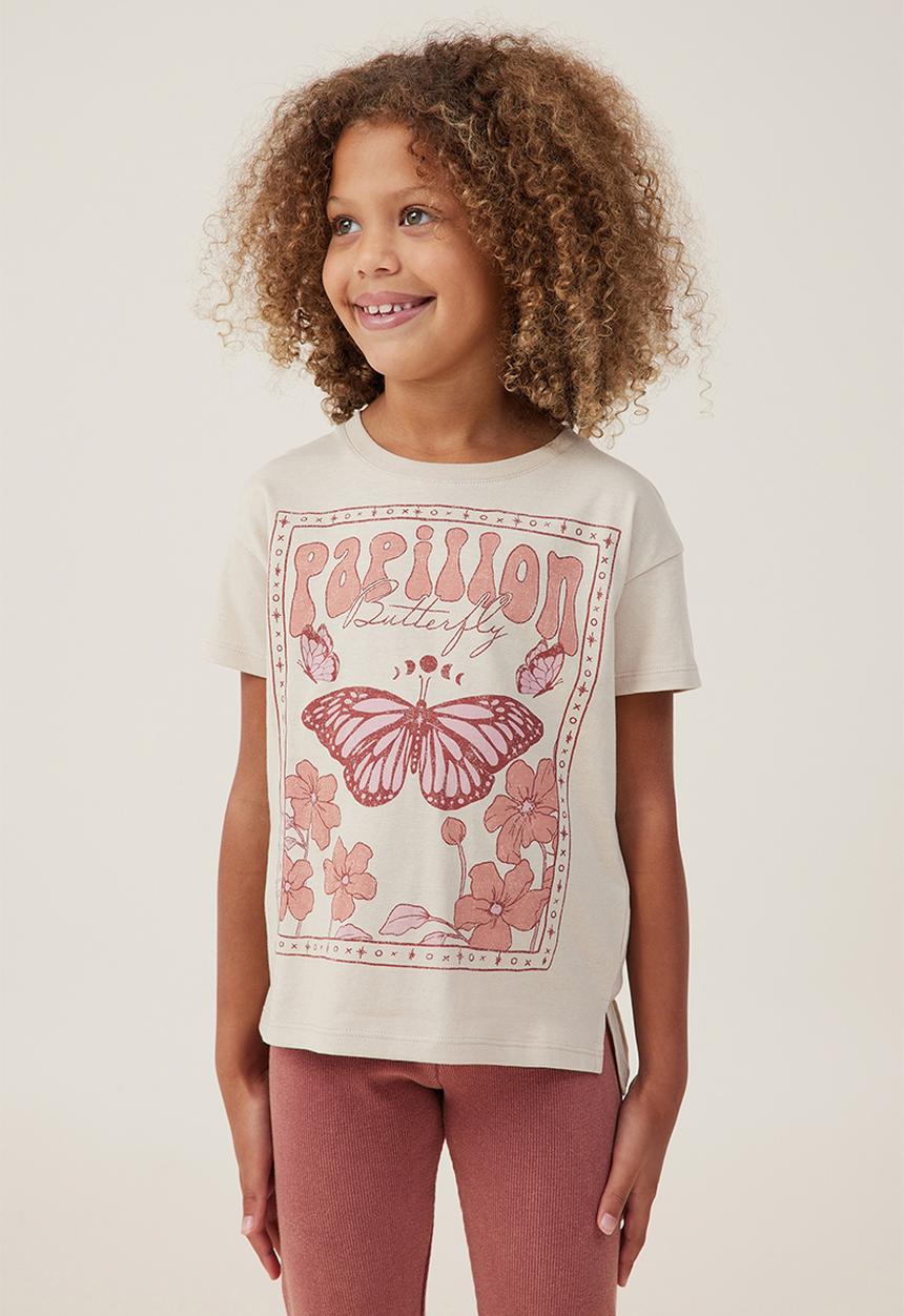 Cotton On - Poppy short sleeve print tee - rainy day/papillon butterfly