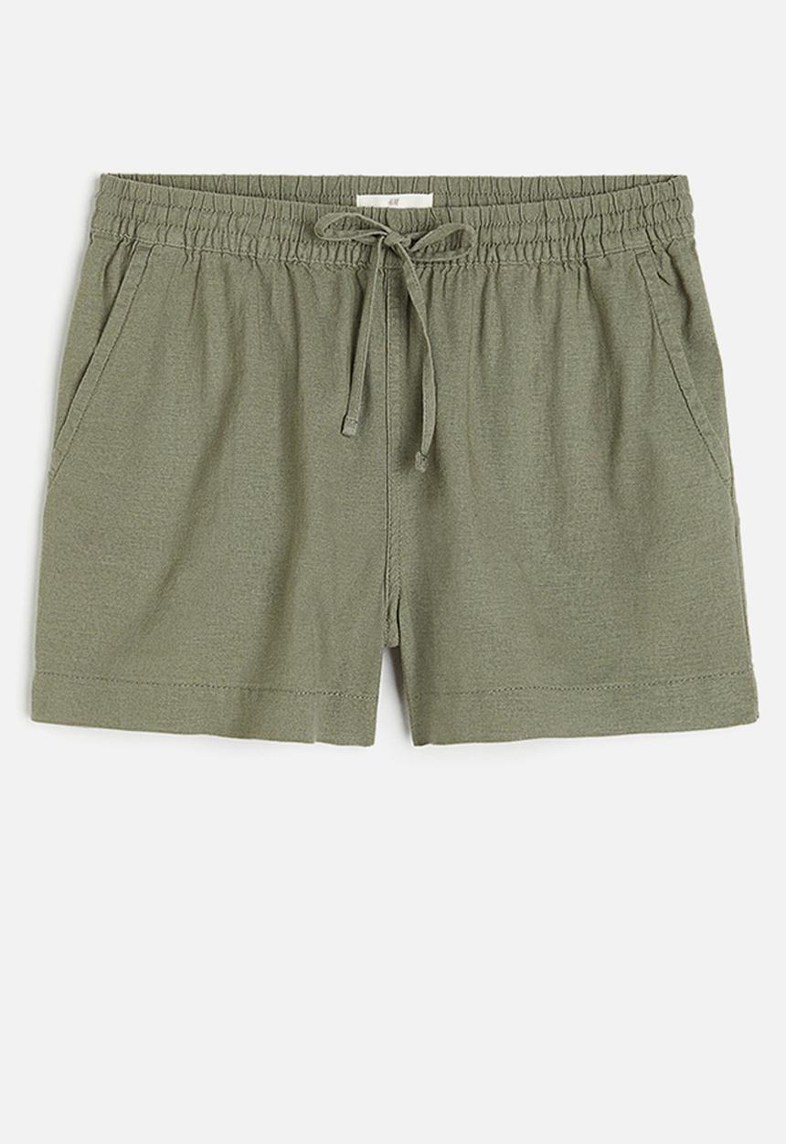 H&M - Linen-blend shorts - khaki green