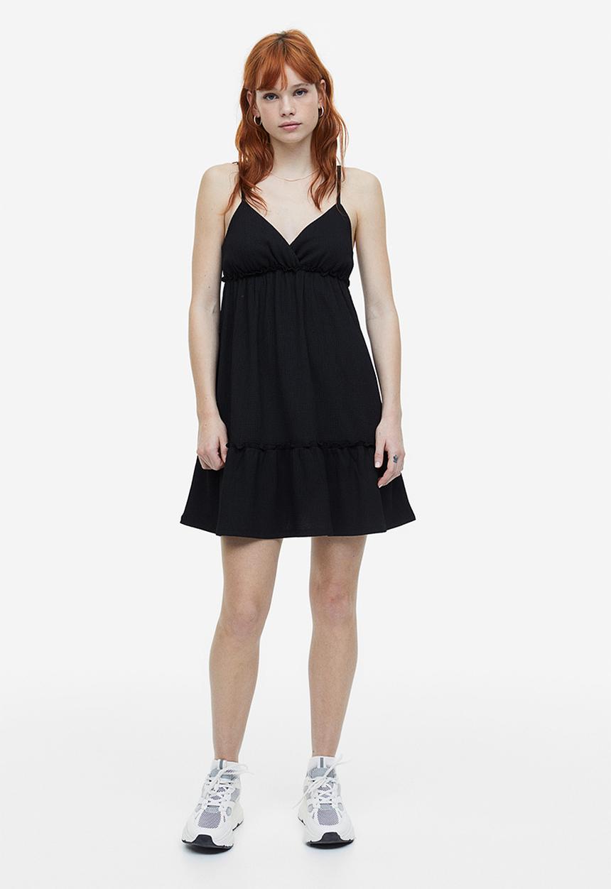 H&M - Frill-trimmed crêpe dress - black