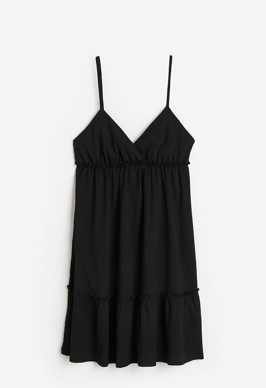 H&M - Frill-trimmed crêpe dress - black