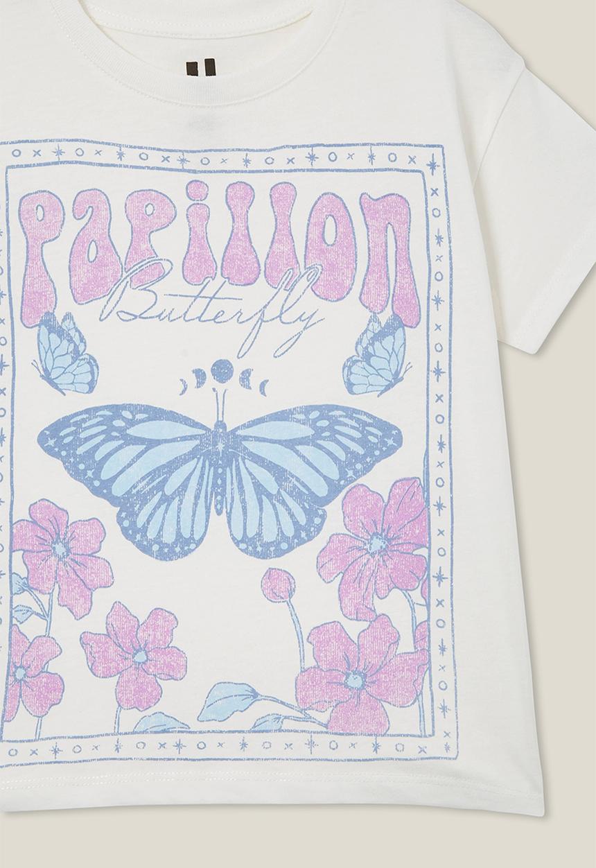 Cotton On - Poppy short sleeve print tee - vanilla/papillon butterfly