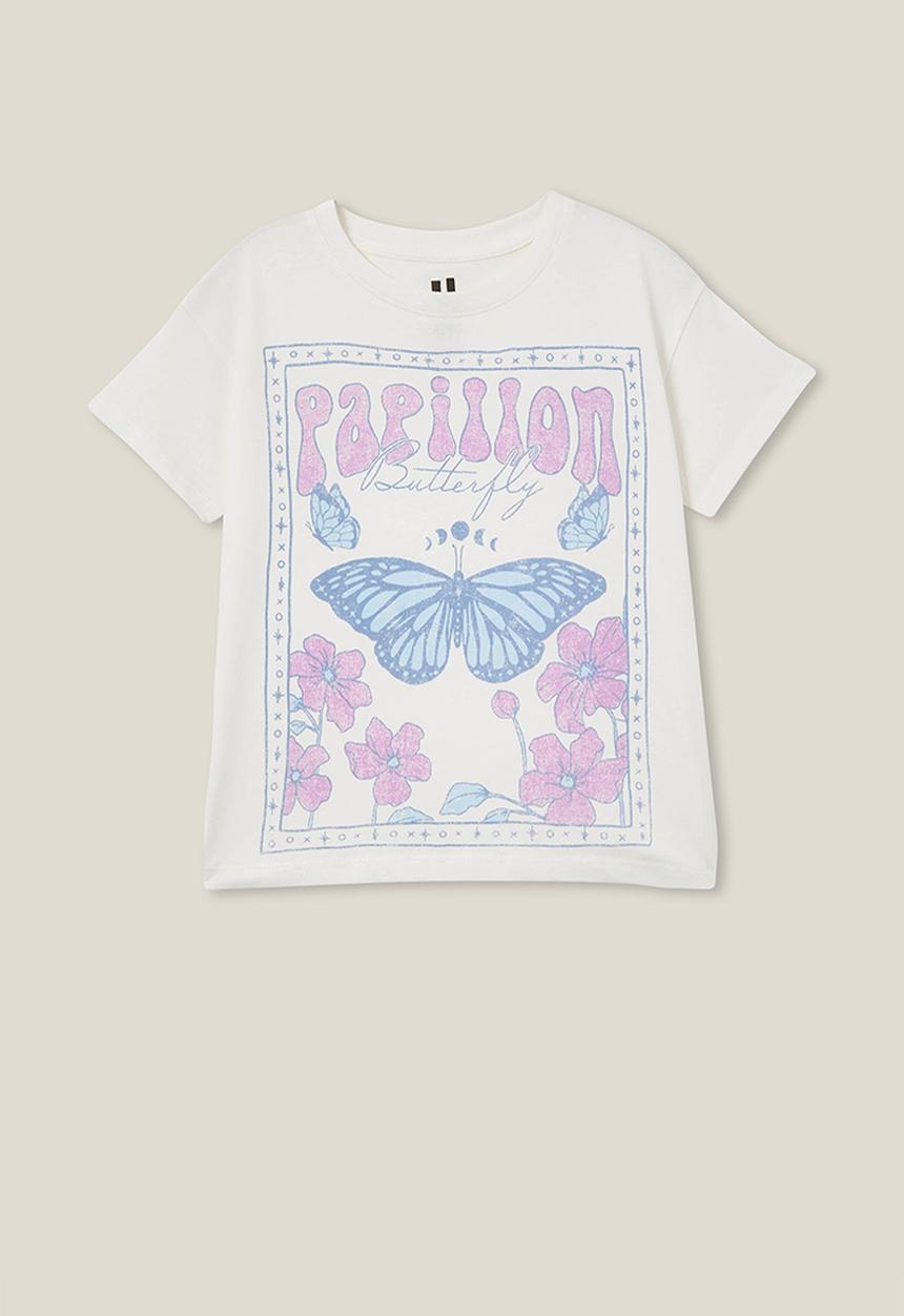 Cotton On - Poppy short sleeve print tee - vanilla/papillon butterfly