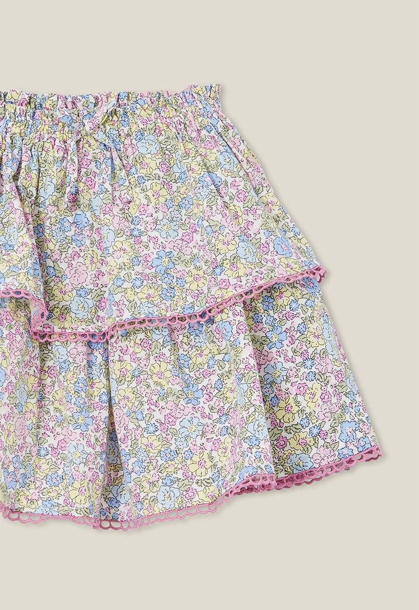 Cotton On - Margot tiered skirt - vanilla/middleton floral