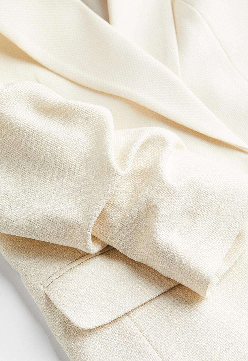 H&M - Gathered-sleeve blazer - cream 