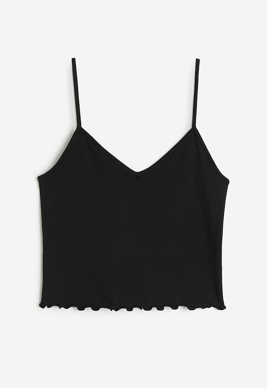H&M - Cropped strappy top - black