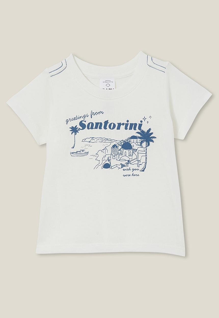 Cotton On - Jamie short sleeve tee - vanilla/greetings from santorini