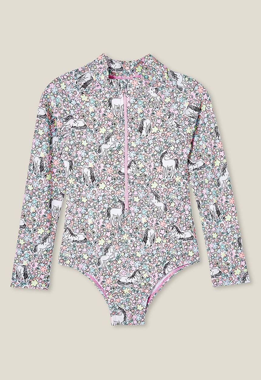 Cotton On - Lydia one piece - white/unicorn garden