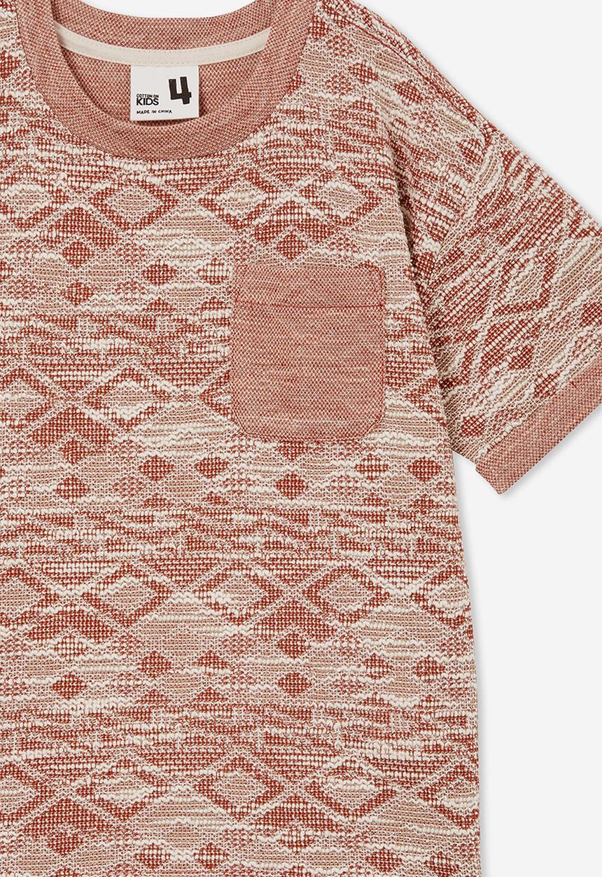 Cotton On - Jett short sleeve textured tee - henna texture