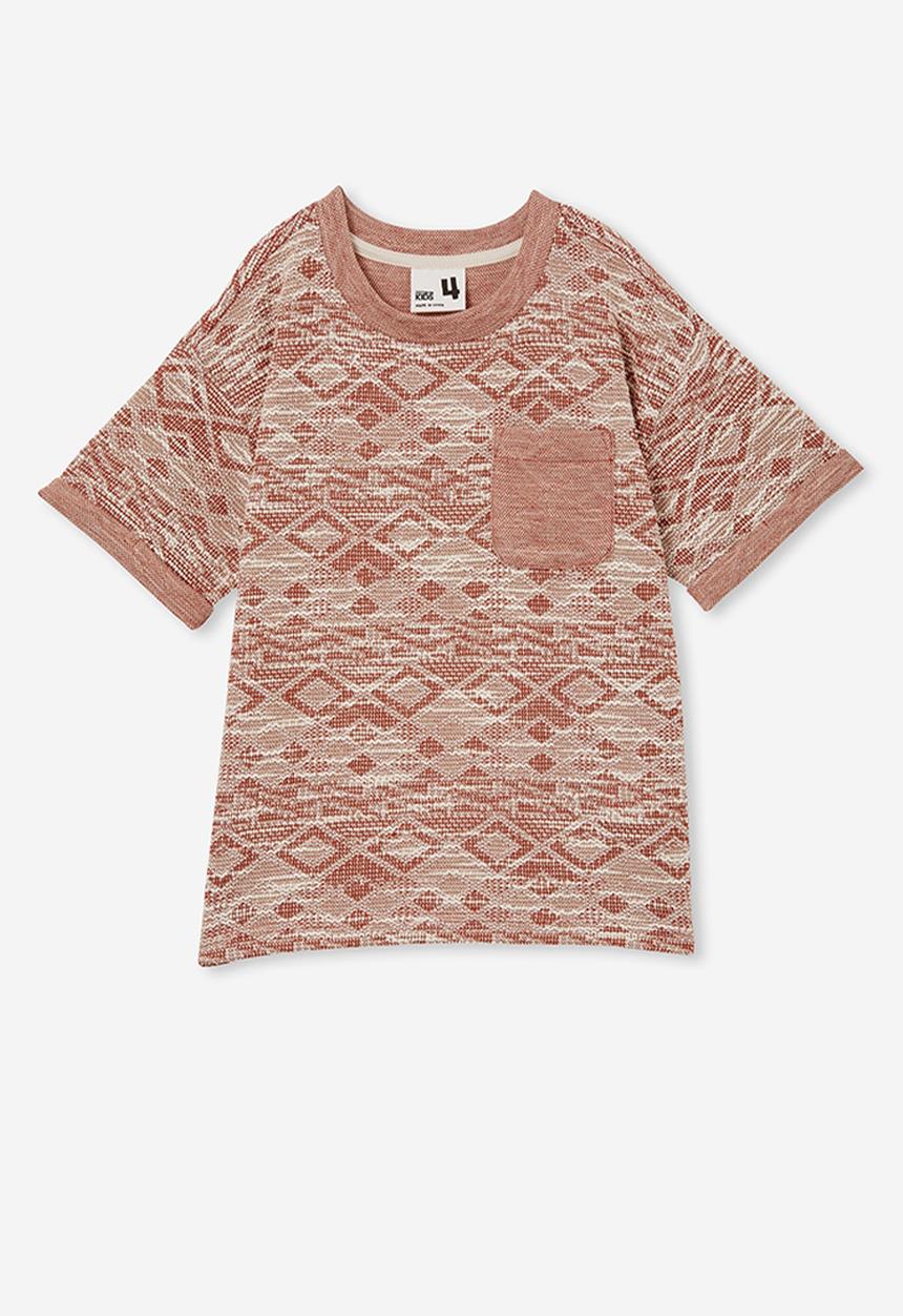 Cotton On - Jett short sleeve textured tee - henna texture