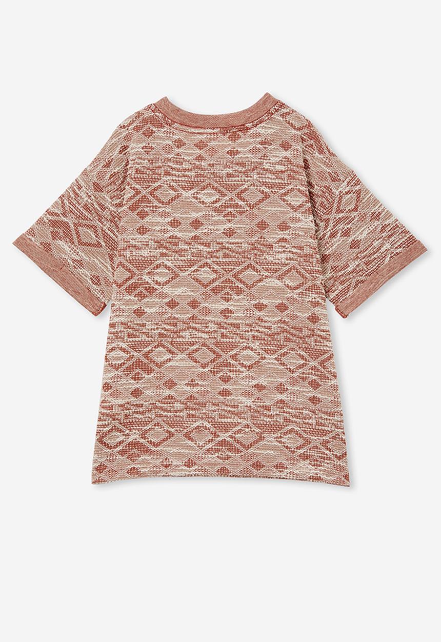 Cotton On - Jett short sleeve textured tee - henna texture