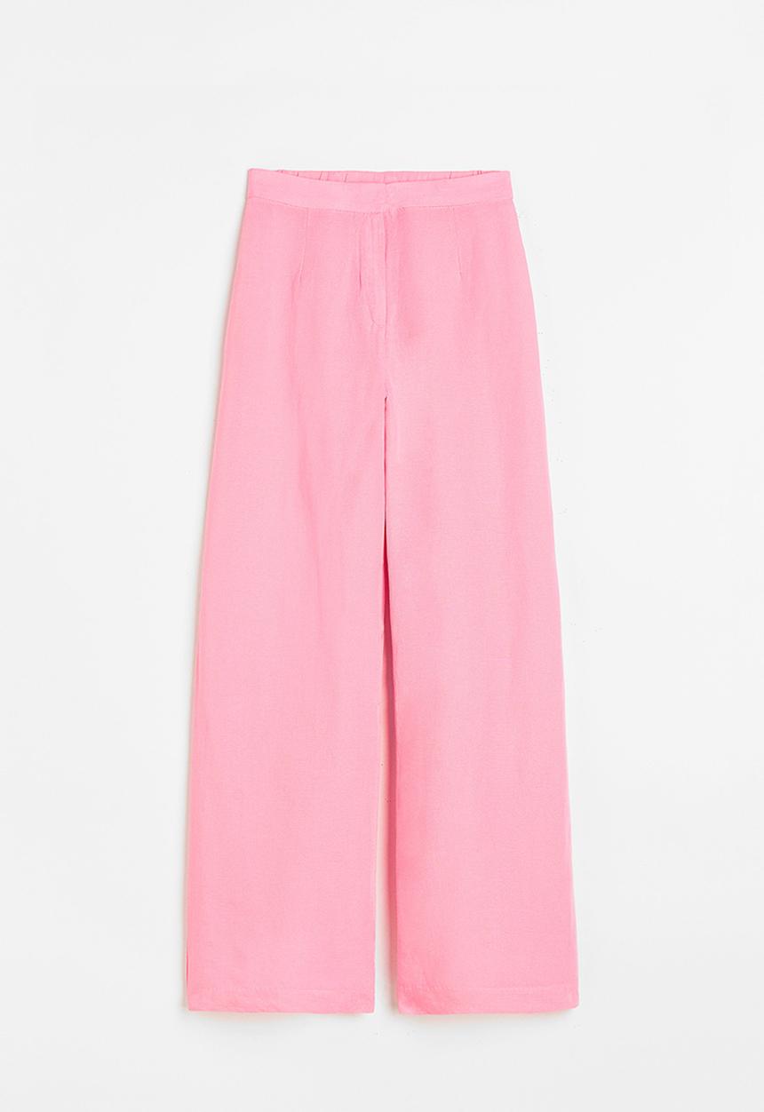 H&M - Wide linen-blend trousers - pink