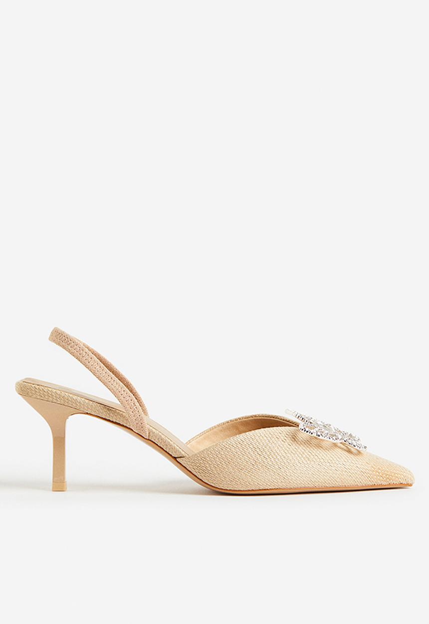 H&M - Butterfly-detail slingbacks - light beige