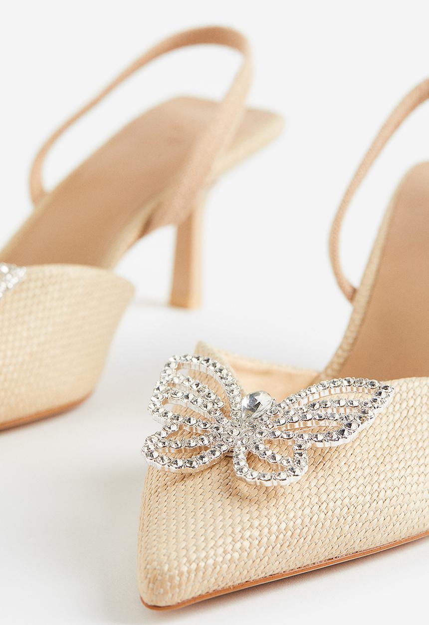 H&M - Butterfly-detail slingbacks - light beige
