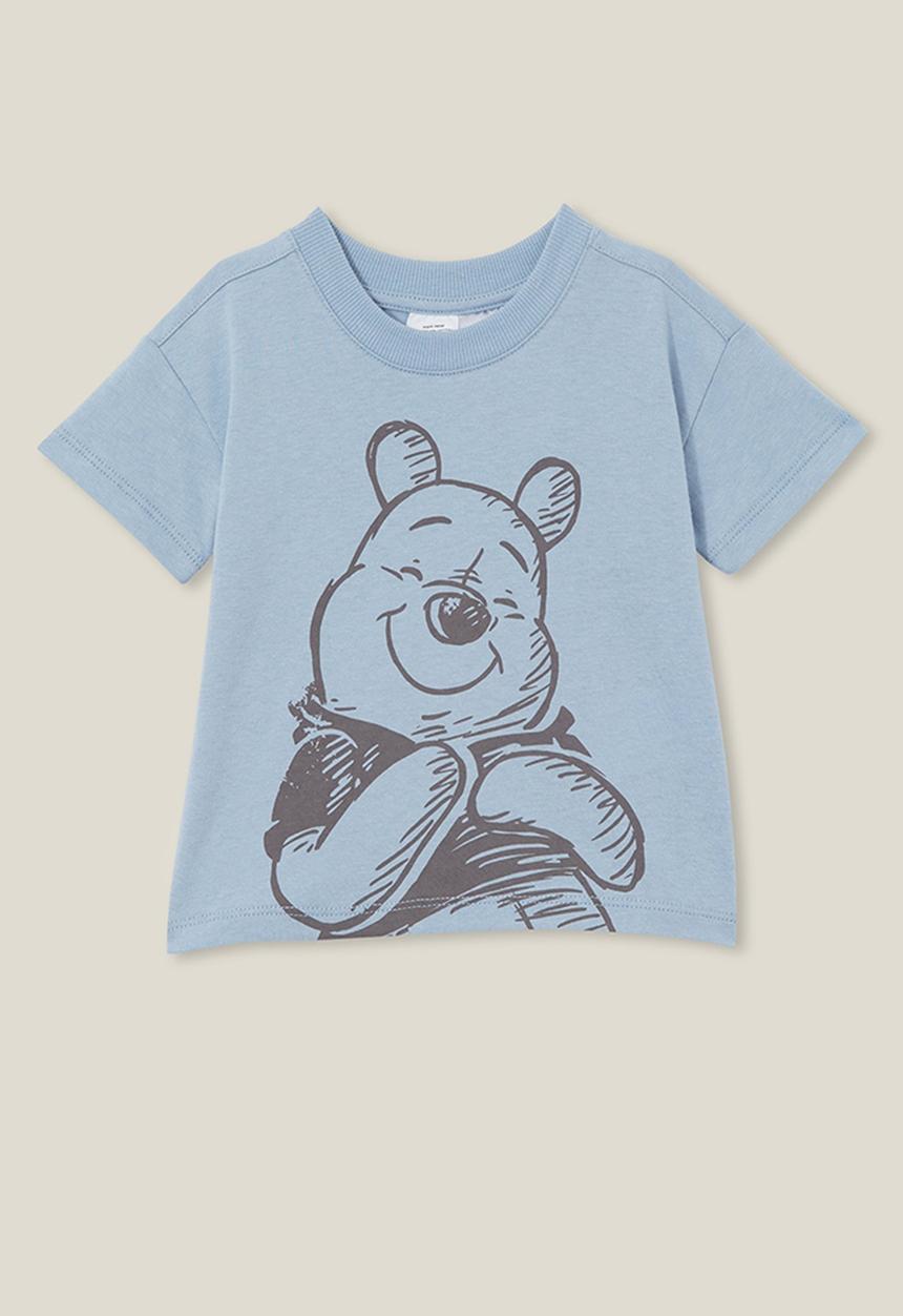 Cotton On - Andie drop shoulder tee lcn - lcn dis dusty blue/smiling winnie the pooh