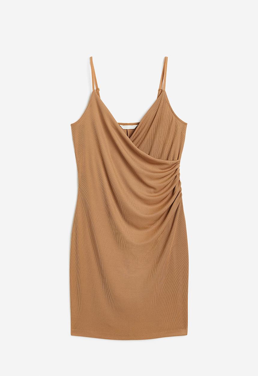 H&M - Draped jersey dress - dark beige