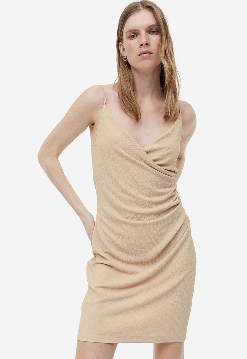 H&M - Draped jersey dress - light beige