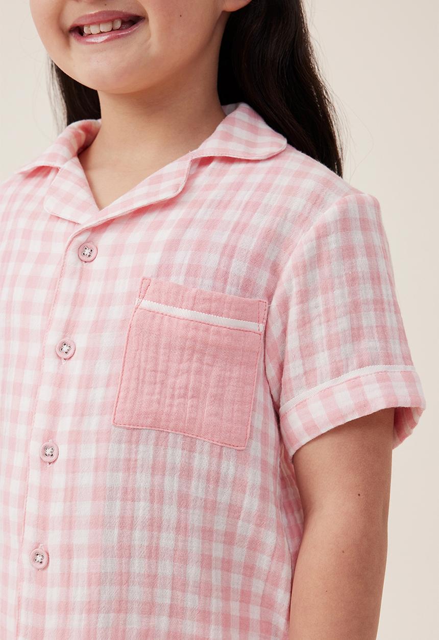 Cotton On - Amelia short sleeve pyjama set - coral dreams/gingham check