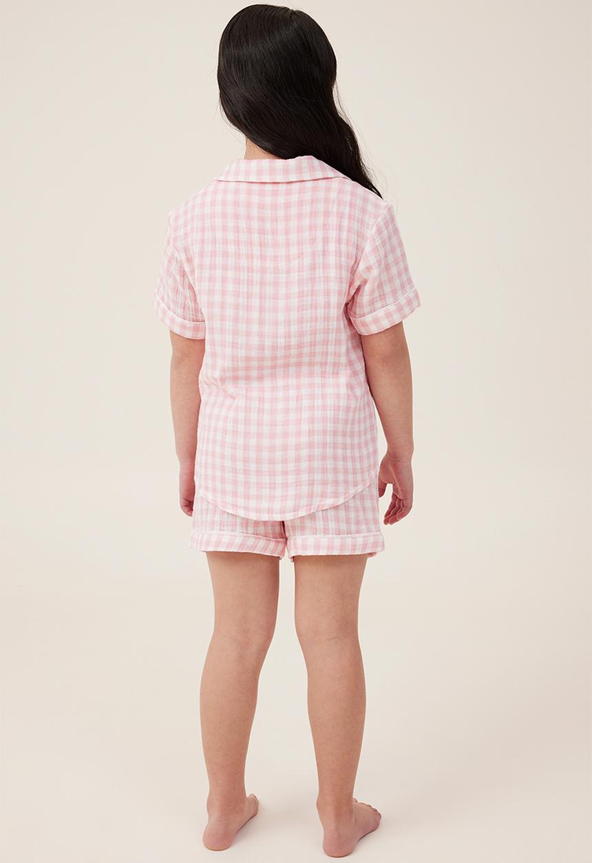 Cotton On - Amelia short sleeve pyjama set - coral dreams/gingham check