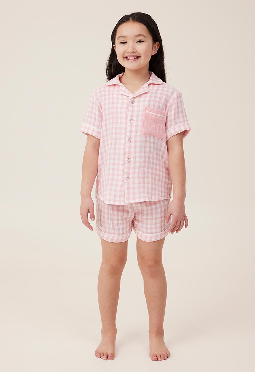 Cotton On - Amelia short sleeve pyjama set - coral dreams/gingham check