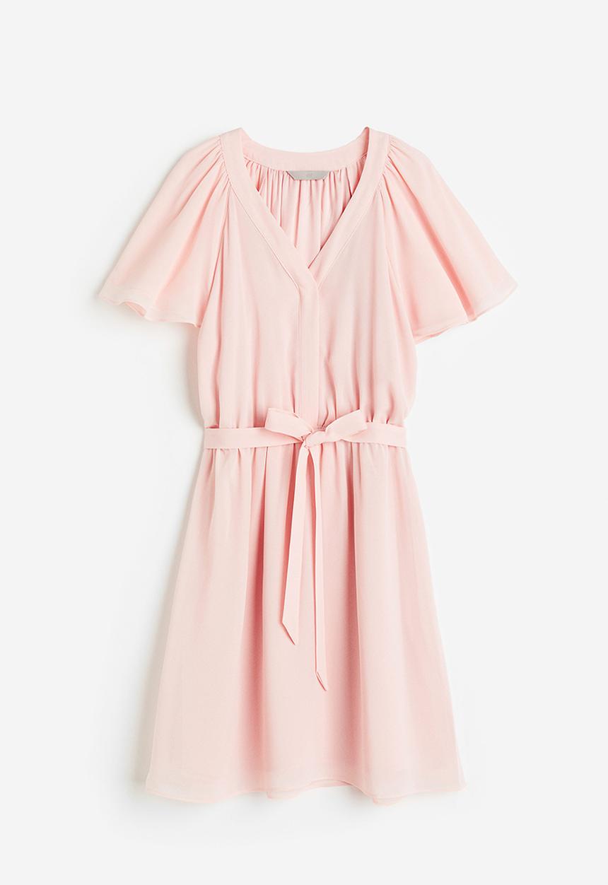 H&M - V-neck chiffon dress - pink