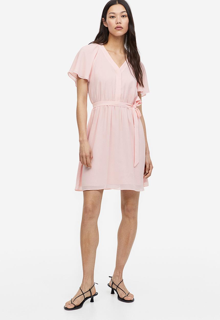 H&M - V-neck chiffon dress - pink