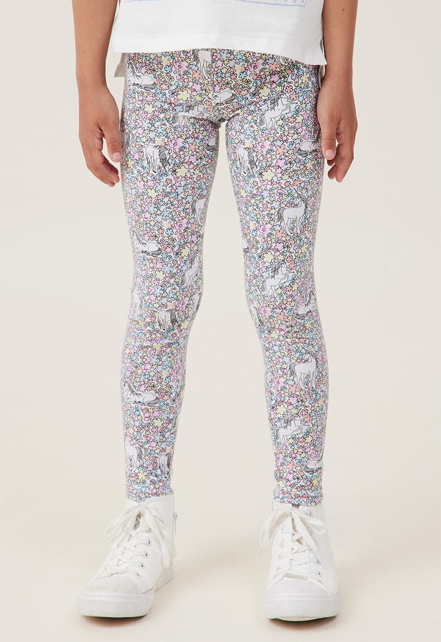 Cotton On - Huggie tights - white/unicorn garden