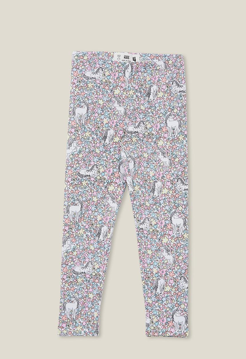 Cotton On - Huggie tights - white/unicorn garden