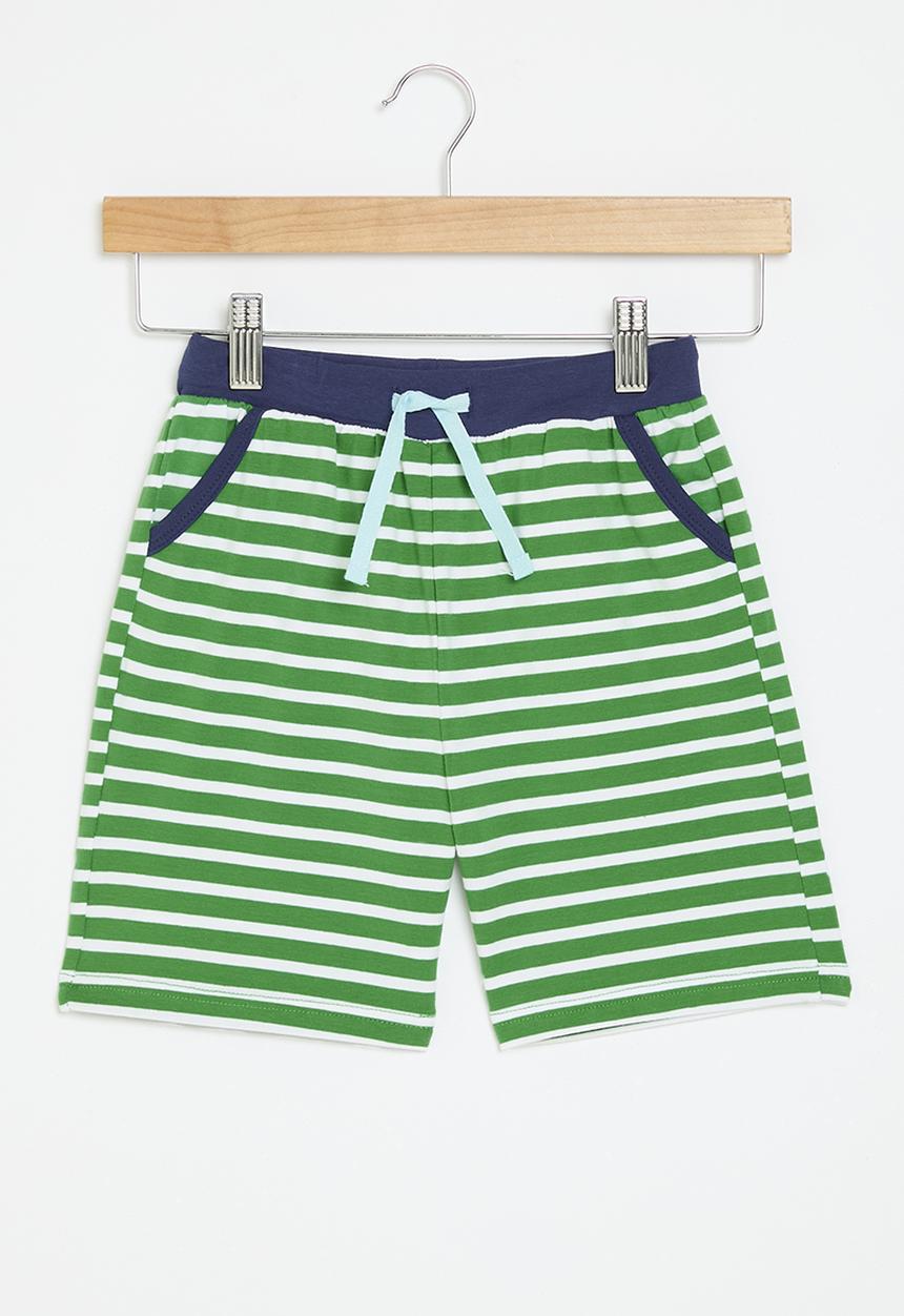 Pop Candy - Striped shorts - green and white