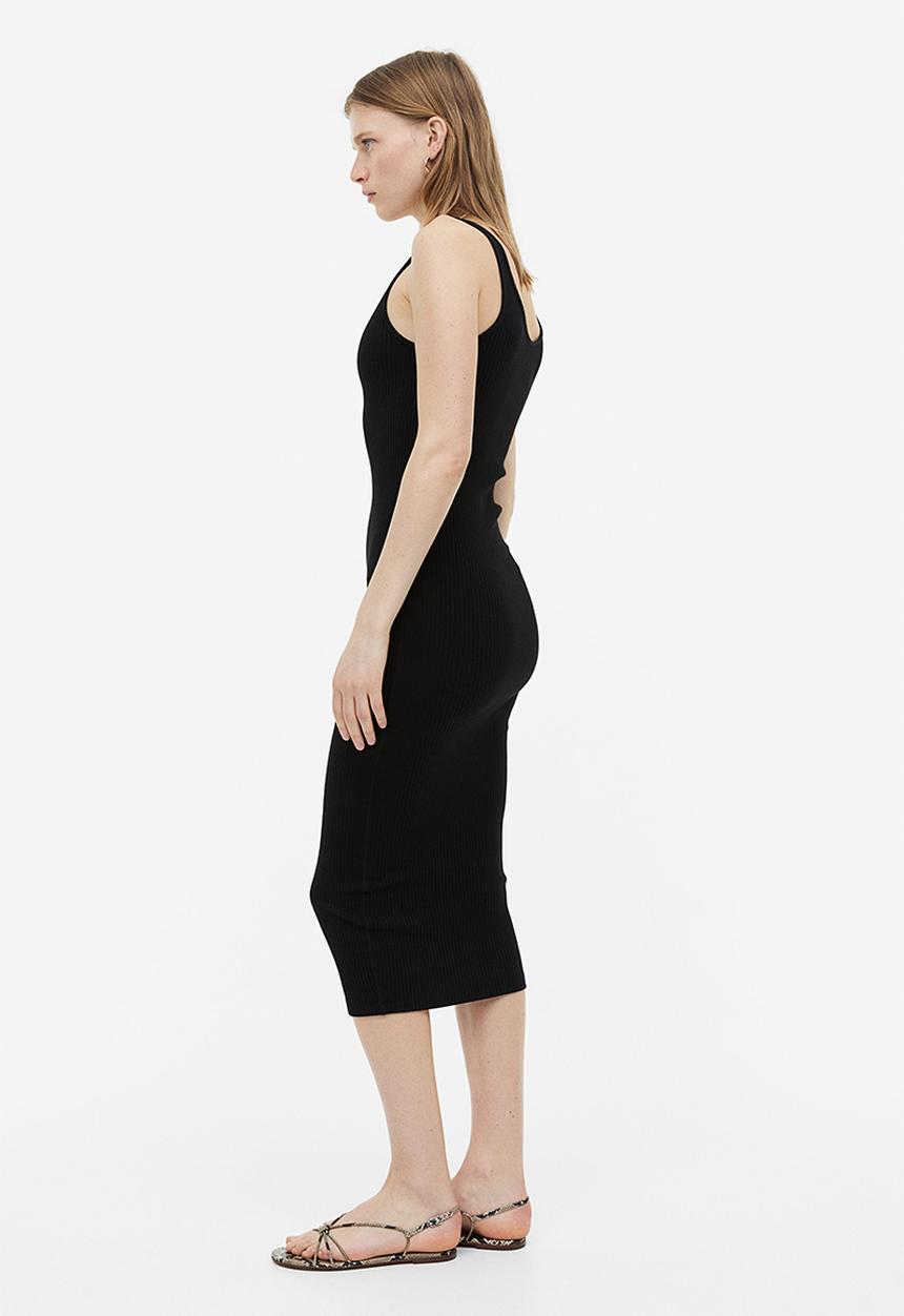 H&M - Ribbed bodycon dress - black