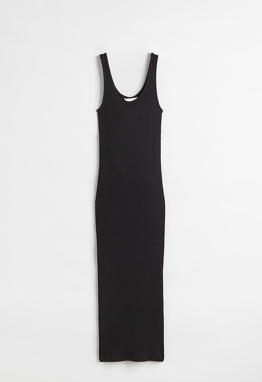 H&M - Ribbed bodycon dress - black