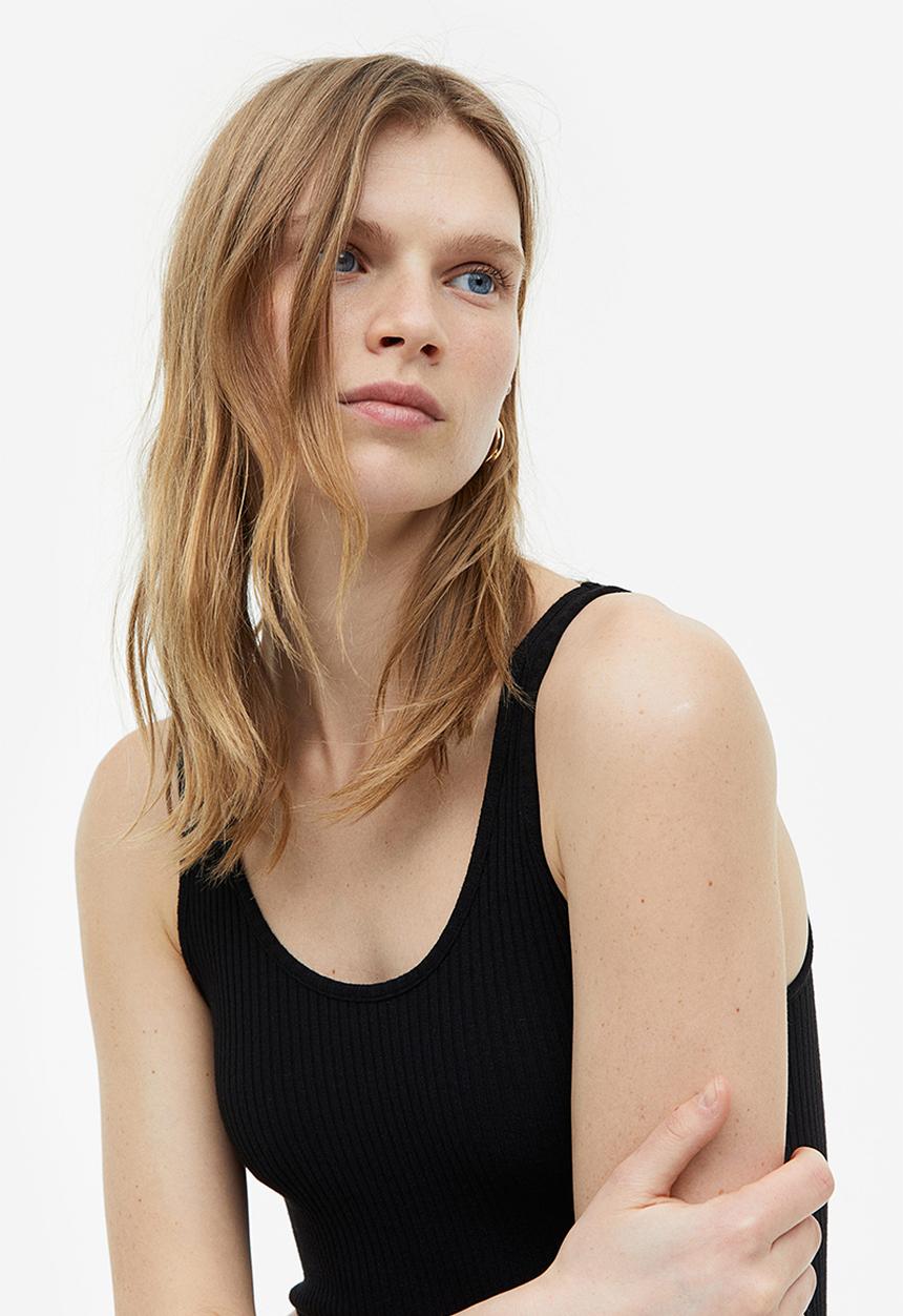 H&M - Ribbed bodycon dress - black